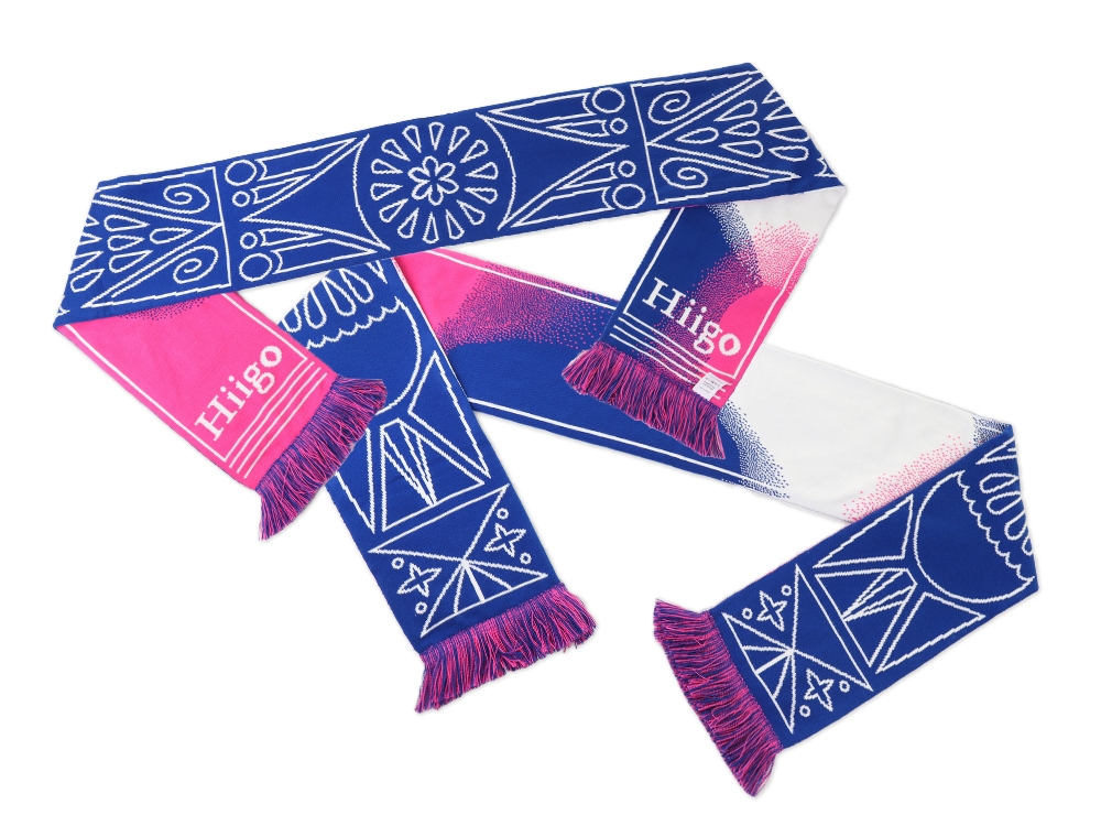 Sjaal Blauw/Roze/Wit