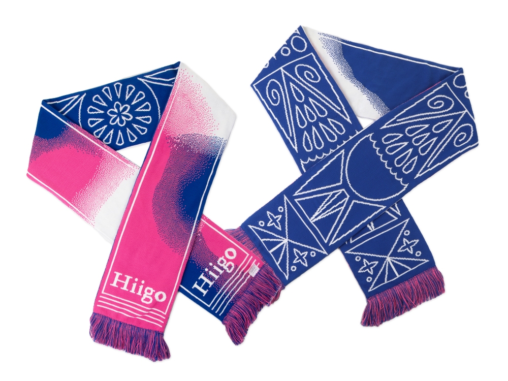 Sjaal Blauw/Roze/Wit